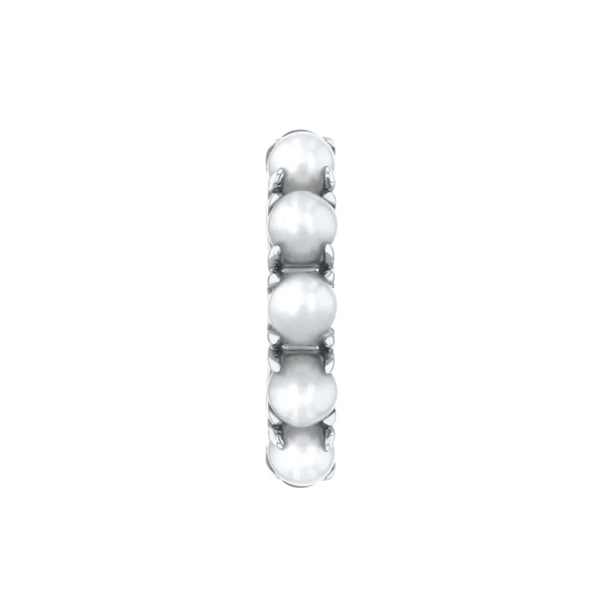 New York Collection Pearl Huggie Earrings | 14K White Gold - Image 3