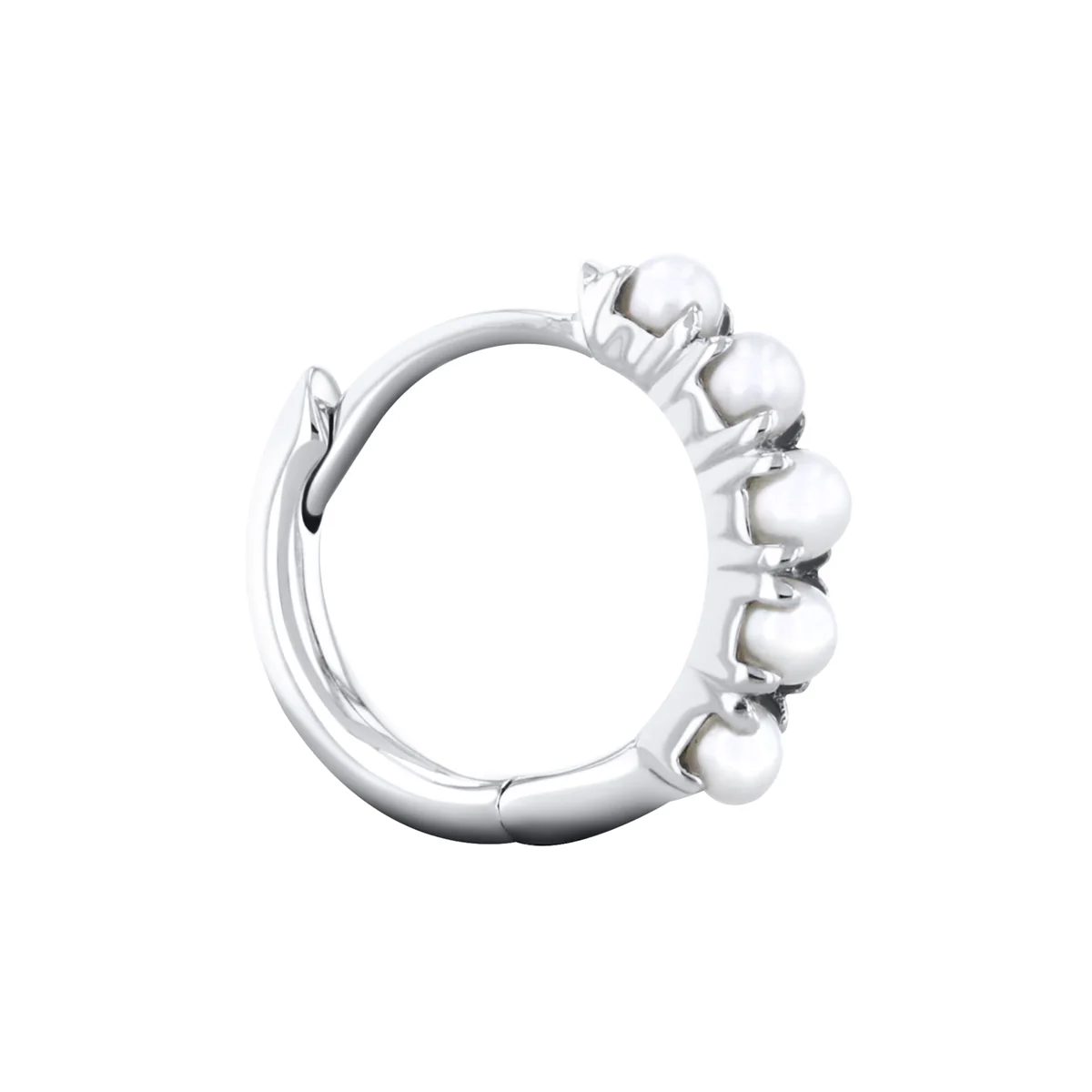 New York Collection Pearl Huggie Earrings | 14K White Gold - Image 4