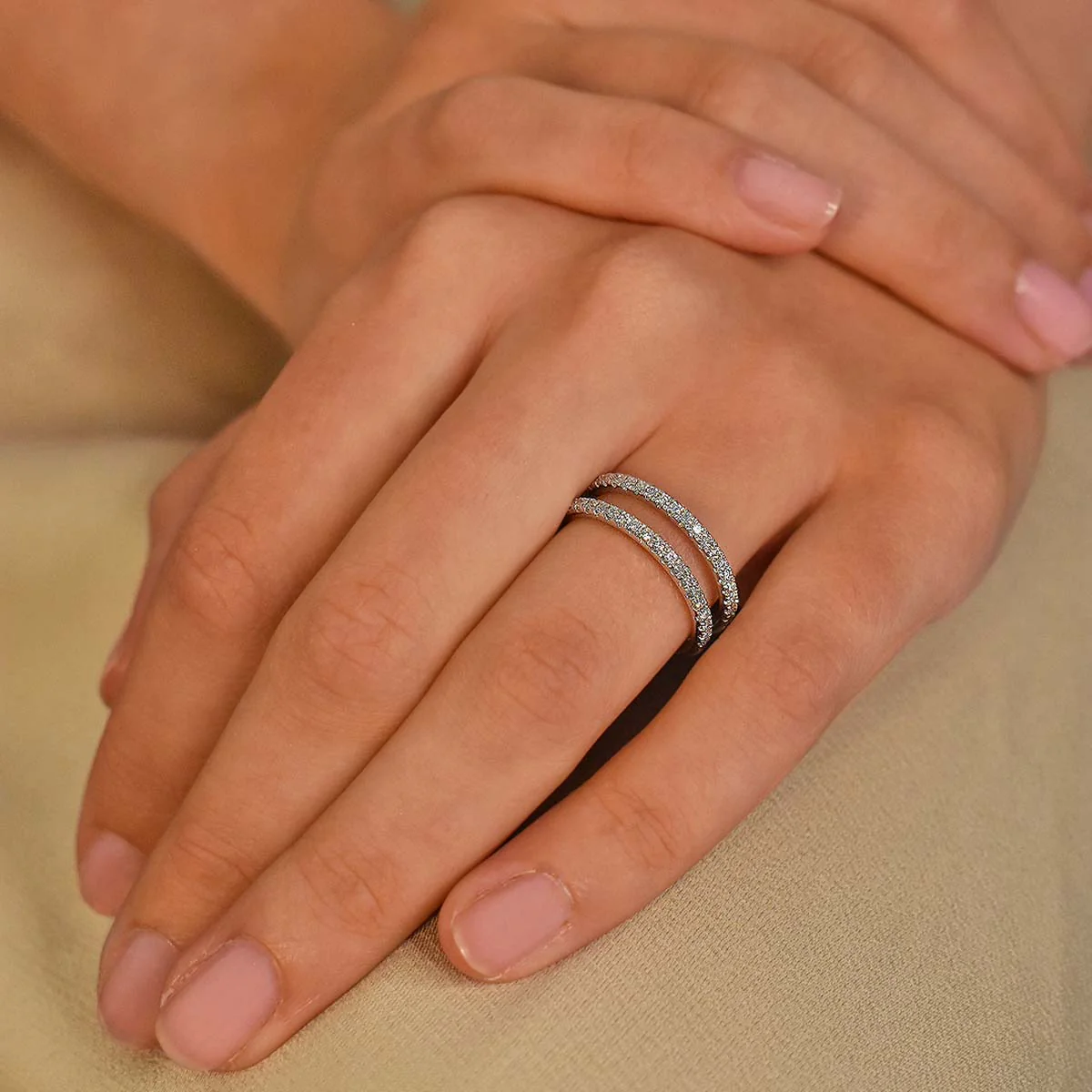 Everyday Diamonds Collection Odette Open Double Row Diamond Eternity Ring | 18K White Gold - Image 4