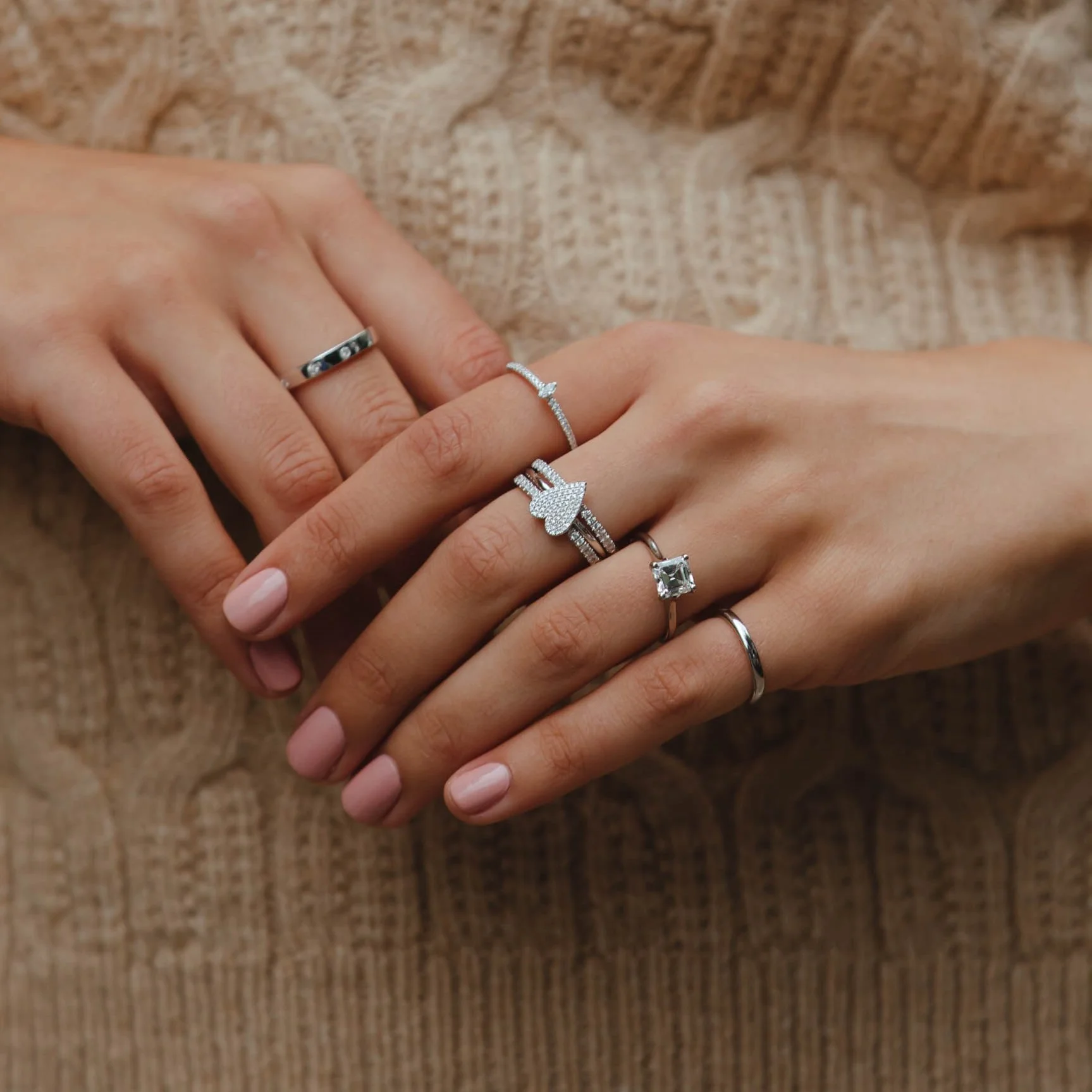 Everyday Diamonds Collection Odette Open Double Row Diamond Eternity Ring | 18K White Gold - Image 5