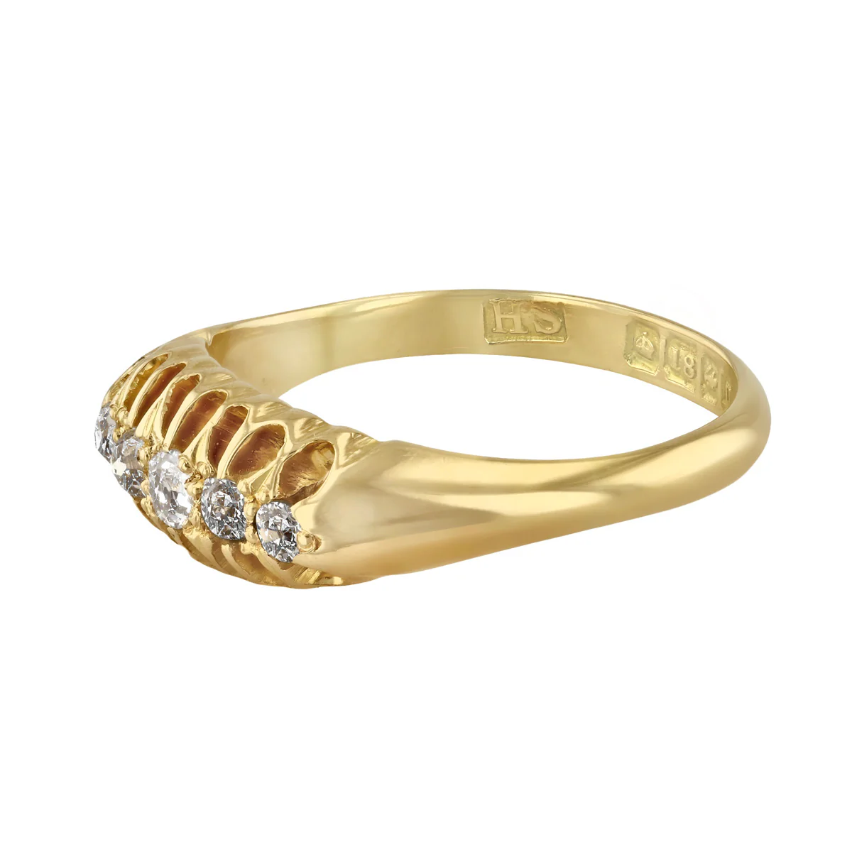 Old Cut Diamond Five stone Ring | Pre-Loved | 18K Yellow Gold - Image 3