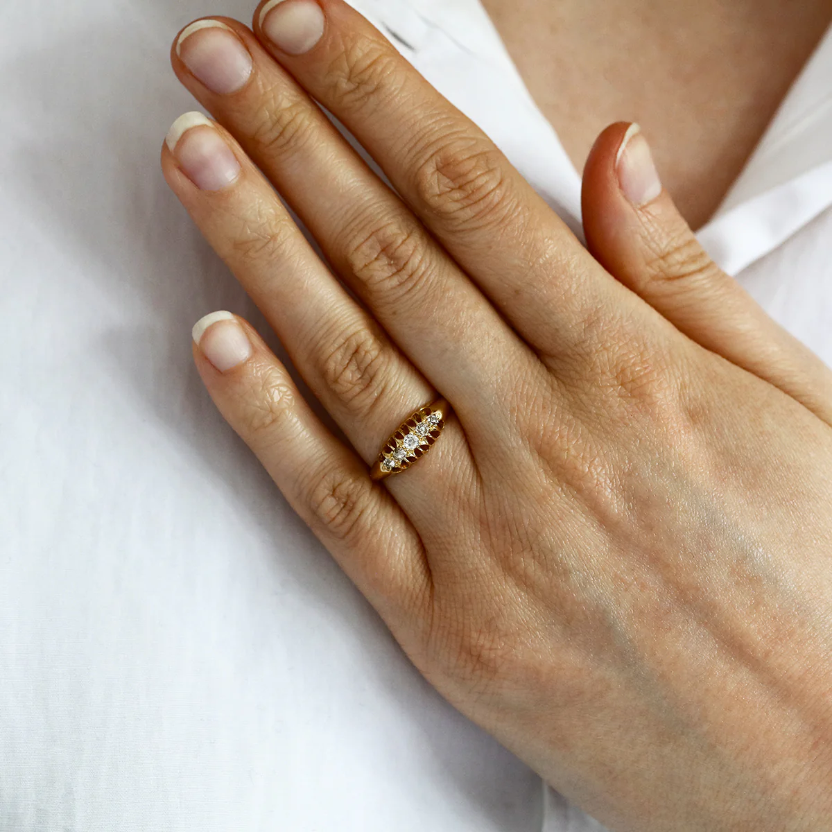 Old Cut Diamond Five stone Ring | Pre-Loved | 18K Yellow Gold - Image 6