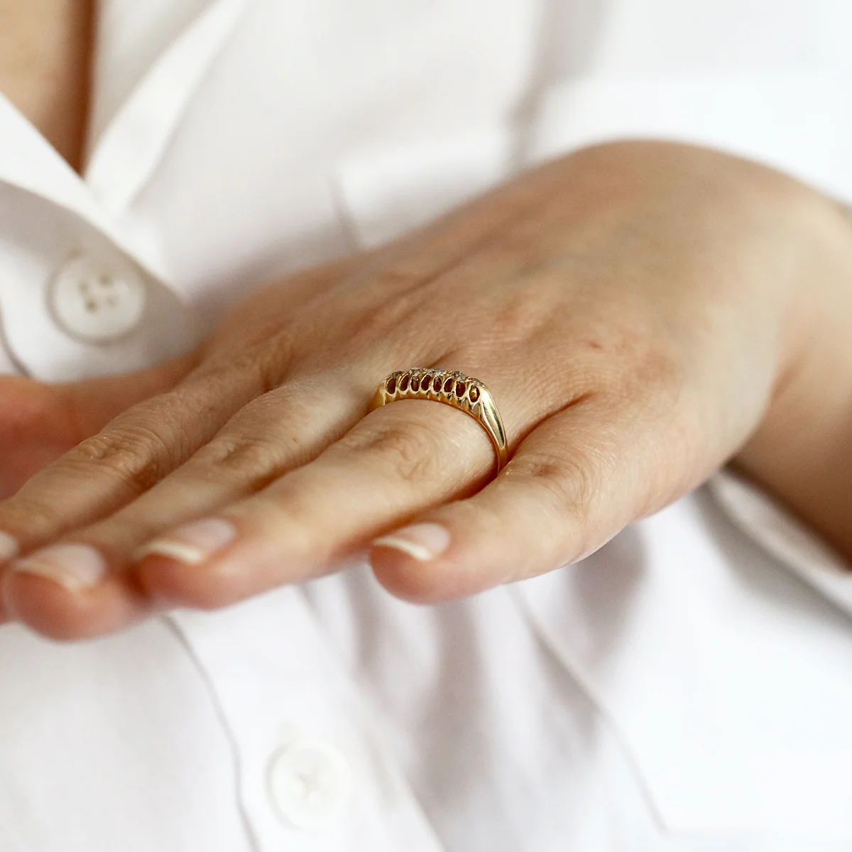 Old Cut Diamond Five stone Ring | Pre-Loved | 18K Yellow Gold - Image 8