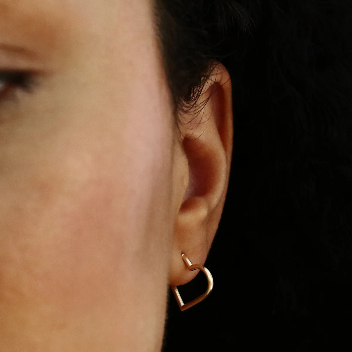 Open Heart Hoop Earrings | 9K Yellow Gold - Image 5