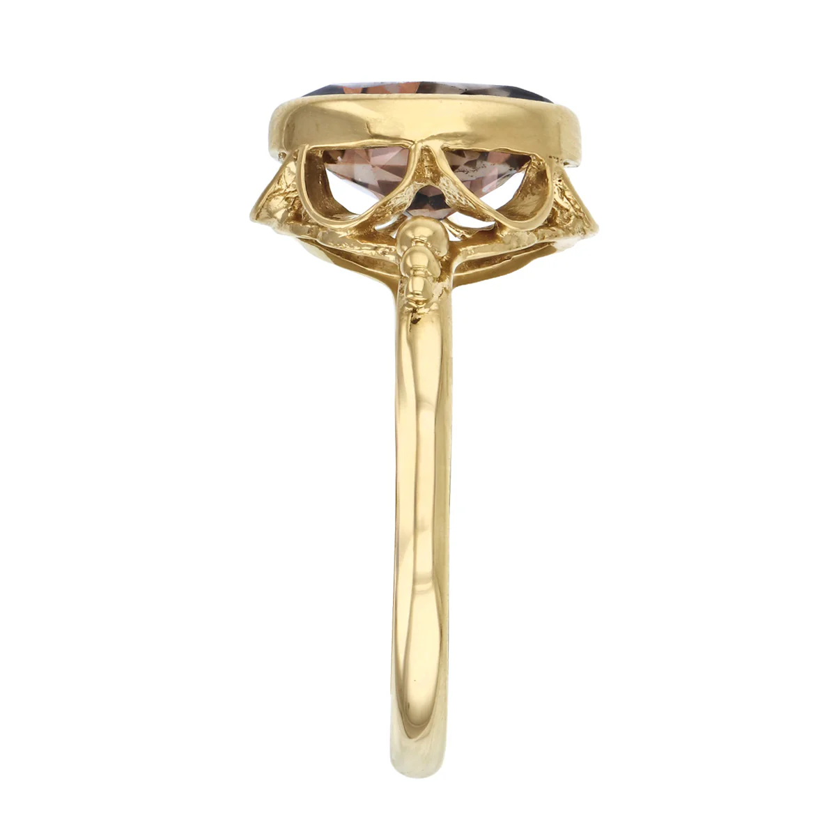Oval Smokey Quartz Dress Ring | Pre-Loved | 9K Solid Yellow Gold - Image 4
