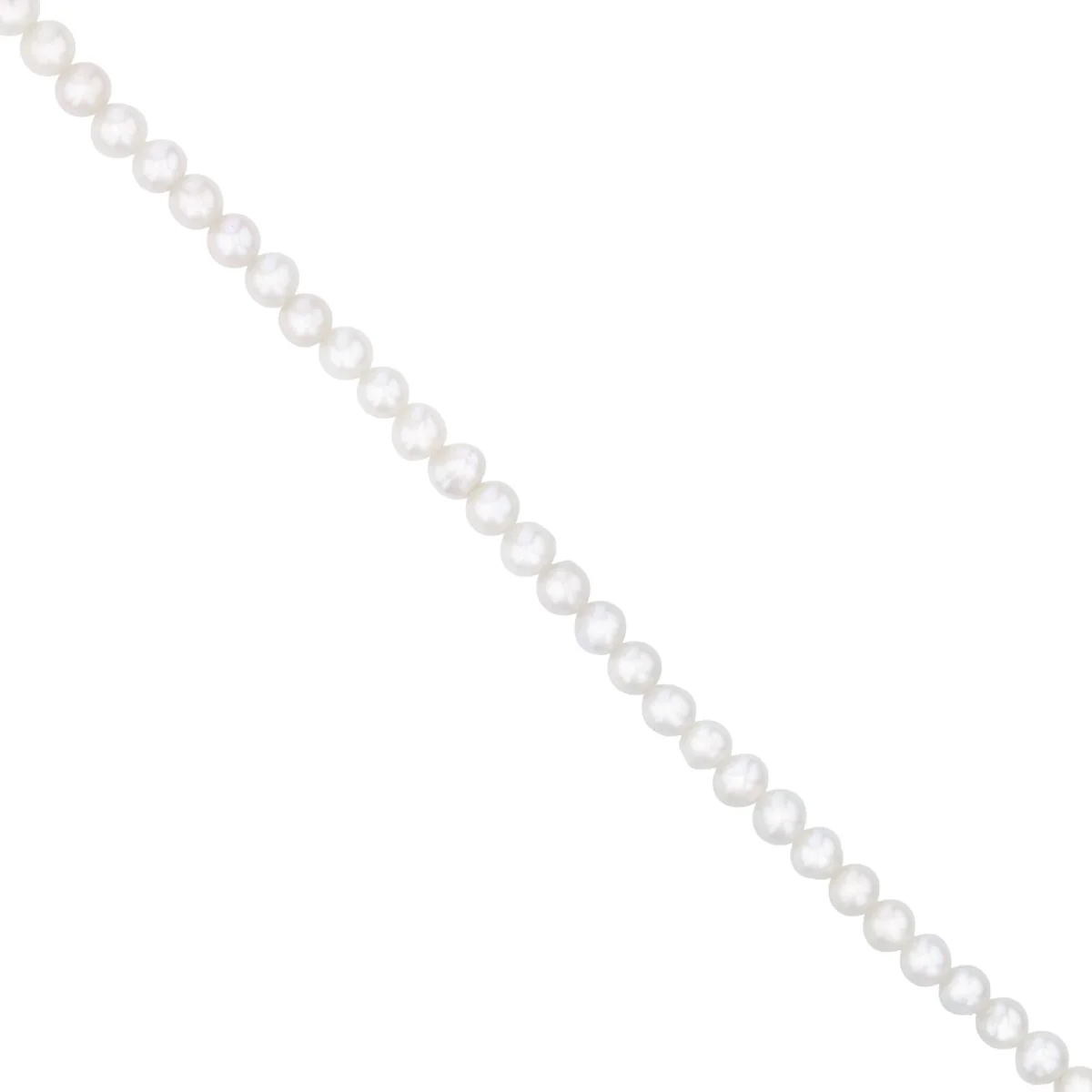Pearlessence Collection 3-3.5mm White Round Cultured River Pearl Necklace | Silver Clasp - Image 3