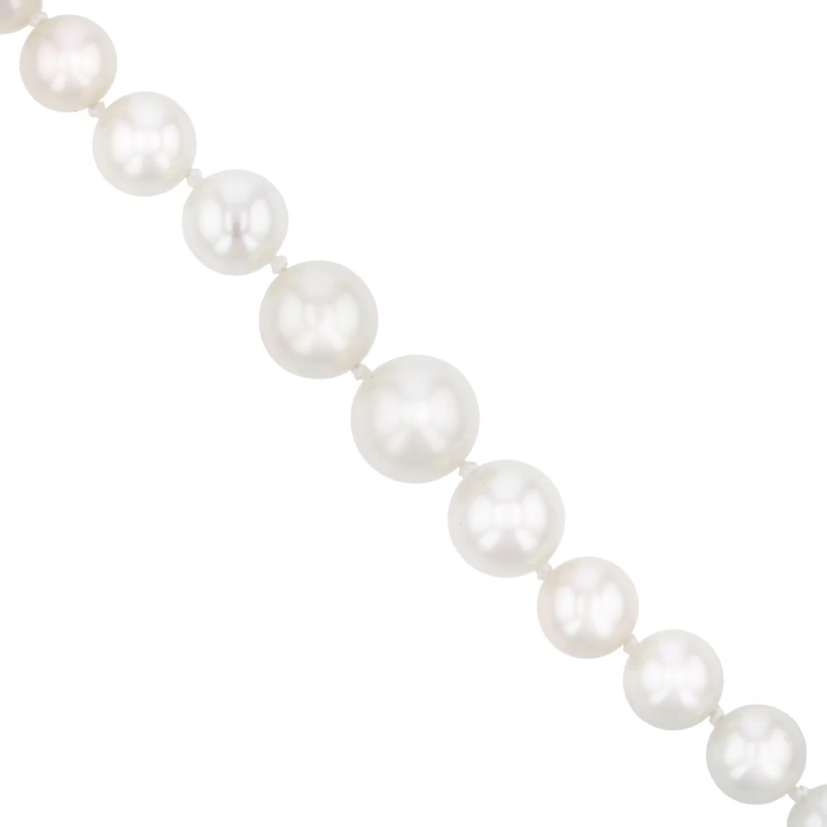 Pearlessence Collection 4-8mm White Round Cultured River Pearl Graduated Necklace | 9K Yellow gold - Image 3