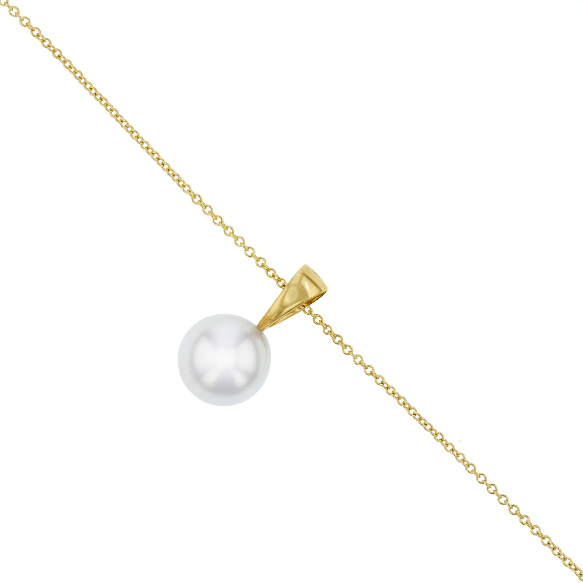 Pearlessence Collection 8-8.5mm White Round Akoya Pearl Necklace | 18K Yellow Gold - Image 3