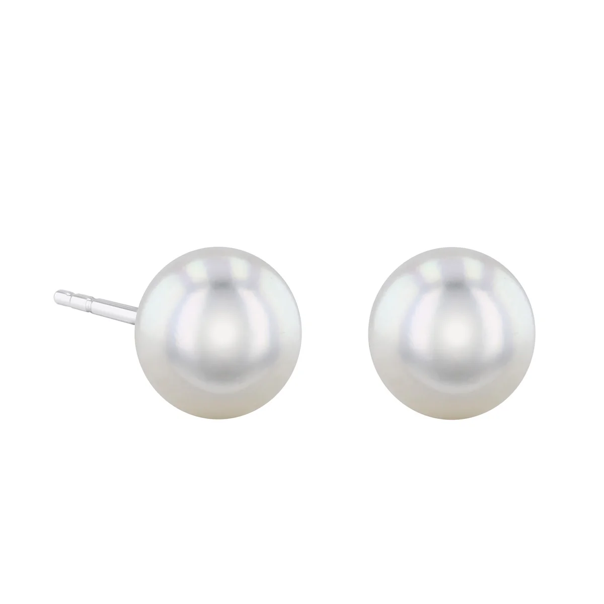 Pearlessence Collection White Cultured Akoya Pearl Stud Earrings | 18K White Gold - Image 3