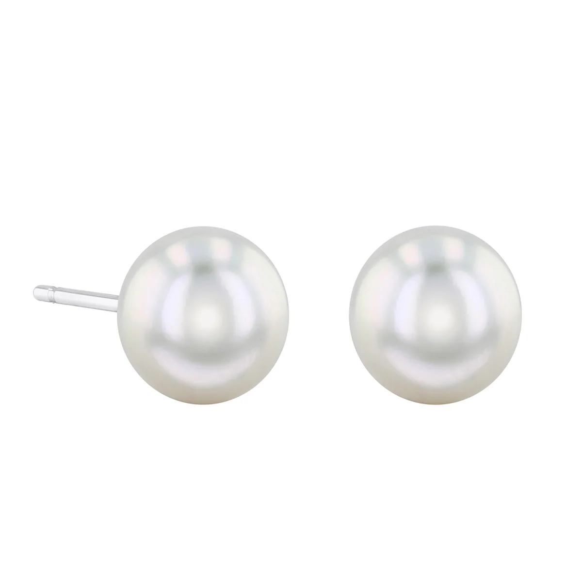 Pearlessence Collection White Cultured Akoya Pearl Stud Earrings | 18K White Gold - Image 4