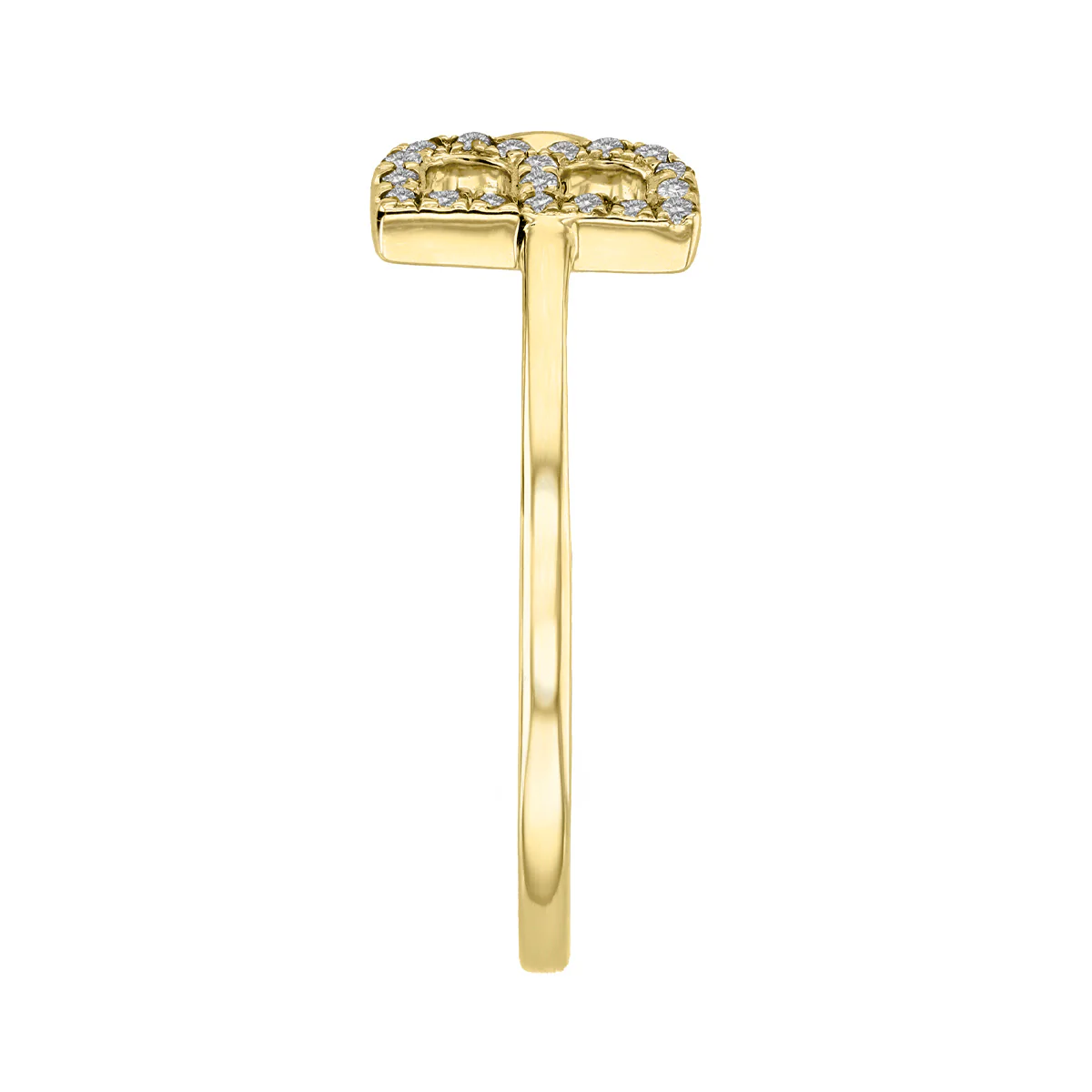 Personalised 'B' Initial Open Cuff Ring | 9K Yellow Gold - Image 3