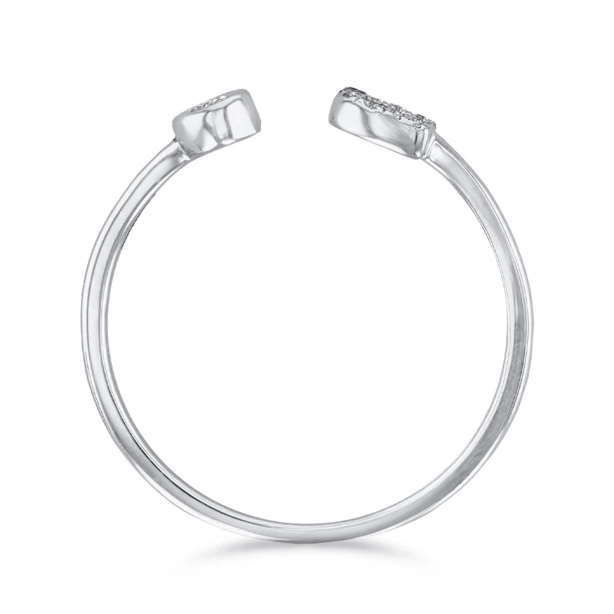 Personalised 'B' Initial Open Cuff Ring | 9K White Gold - Image 4