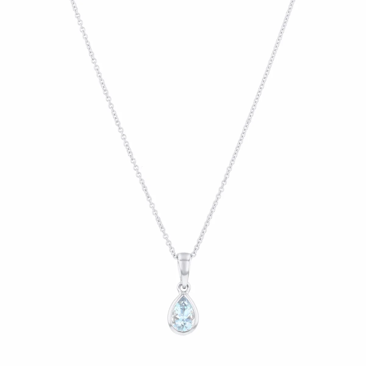Personalised Birthstone Pear Cut Rubover Necklace | 9K White Gold - Image 3