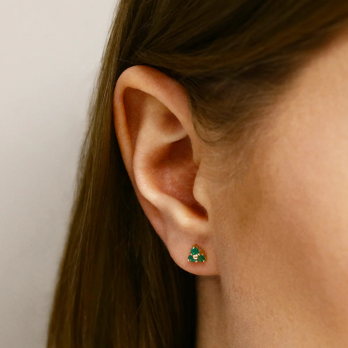 Personalised Birthstone Trefoil and Bead Earrings | 9K Yellow Gold - Image 2