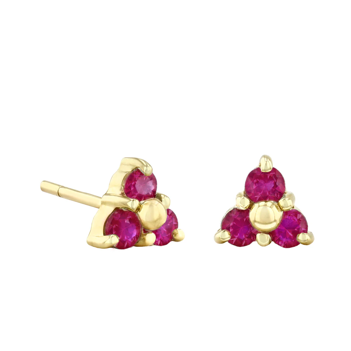 Personalised Birthstone Trefoil and Bead Earrings | 9K Yellow Gold - Image 3