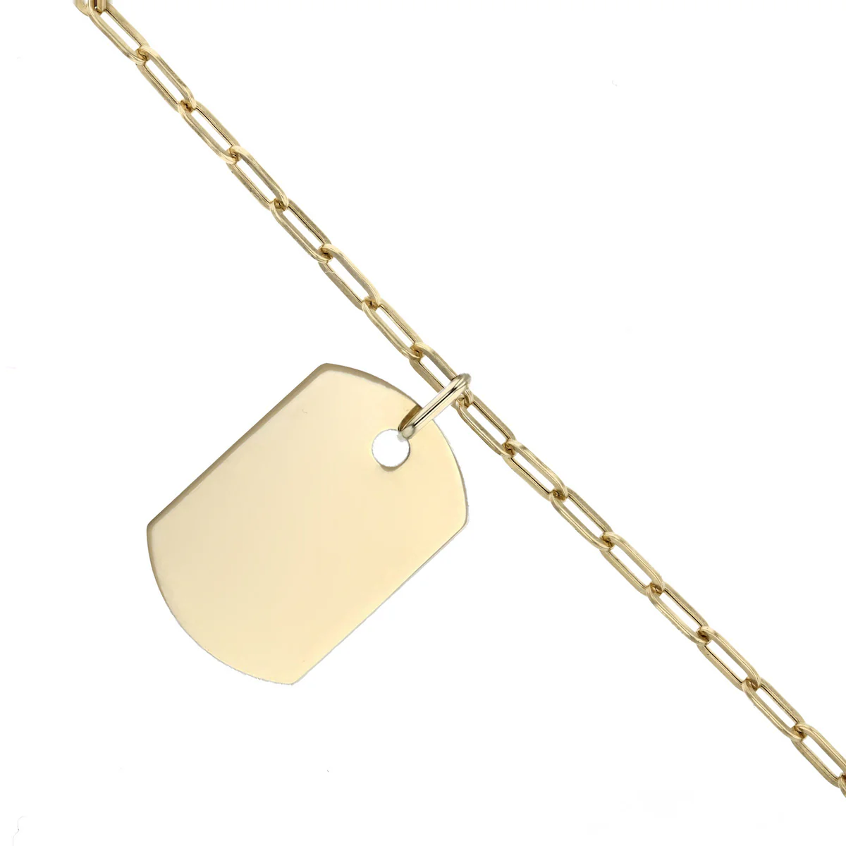 Personalised Dog Tag Pendant & 20" Petite Paperclip Necklace | 9K Yellow Gold - Image 3