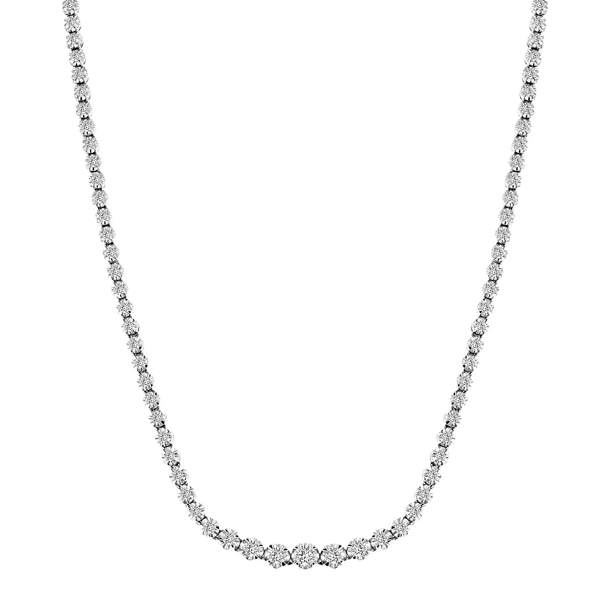 Radiance Collection 3.00ct Round Brilliant Diamond Line Necklace | 18K White Gold - Image 2