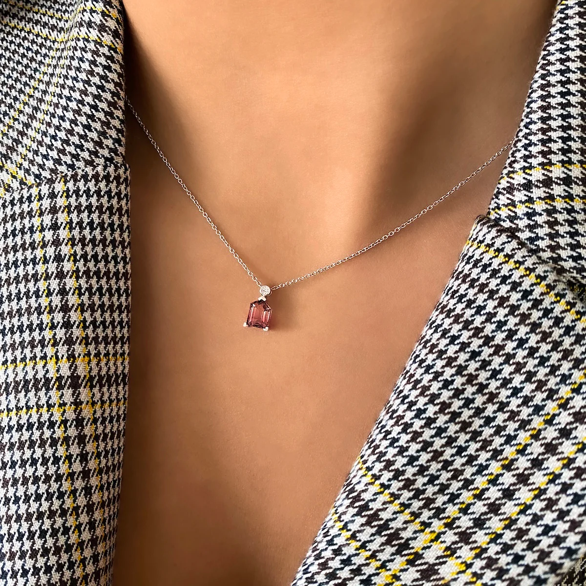 Rainbow Collection Bi-Colour Tourmaline & Diamond Necklace - Image 2