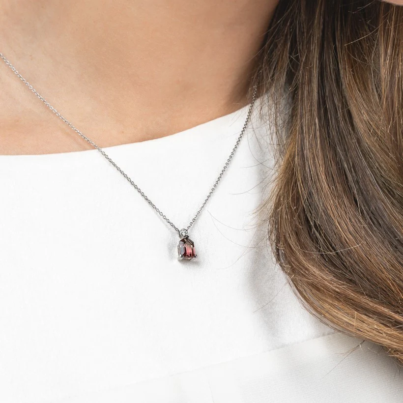 Rainbow Collection Bi-Colour Tourmaline & Diamond Necklace - Image 3