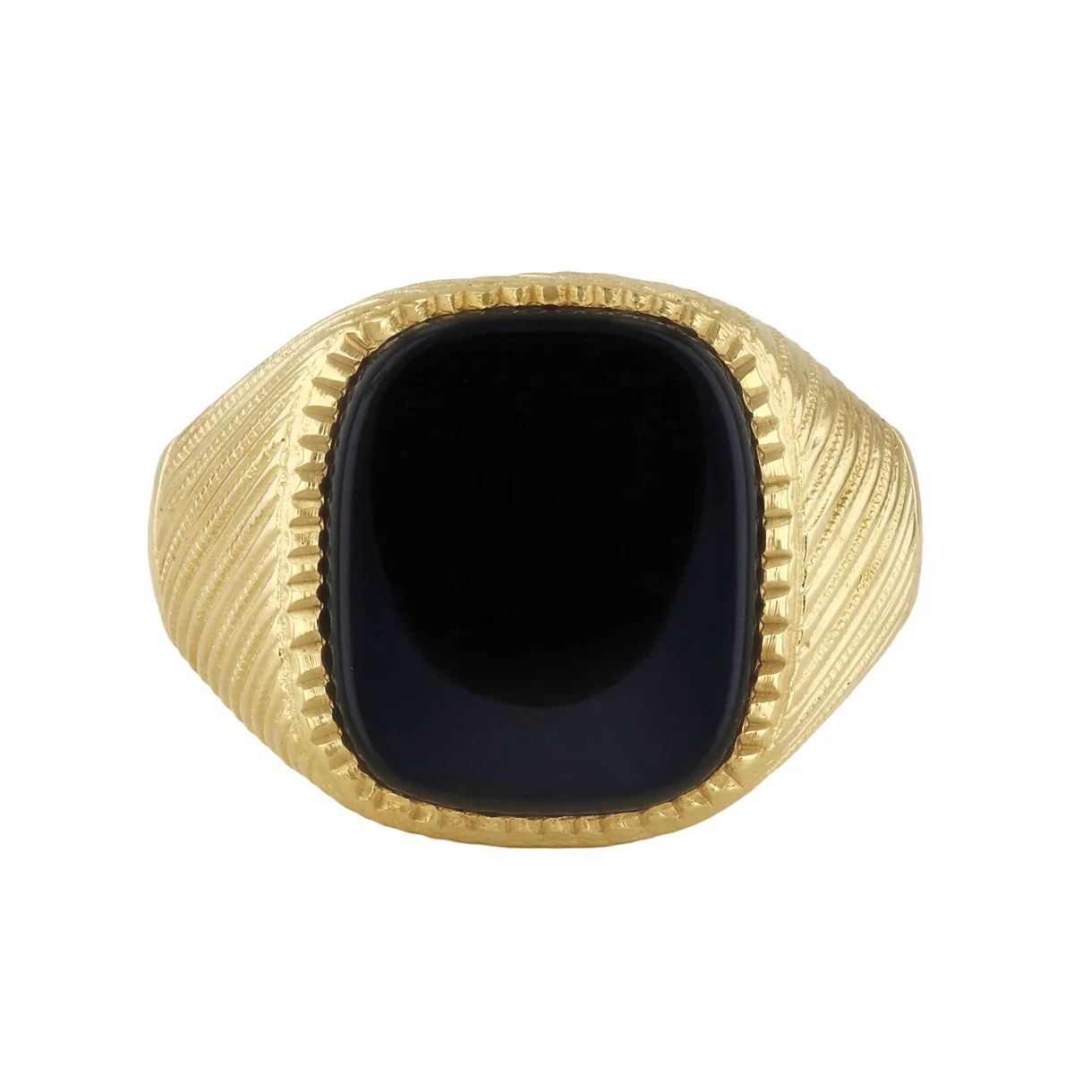 Rectangular Onyx Signet Ring | Pre-Loved | 9K Yellow Gold - Image 5