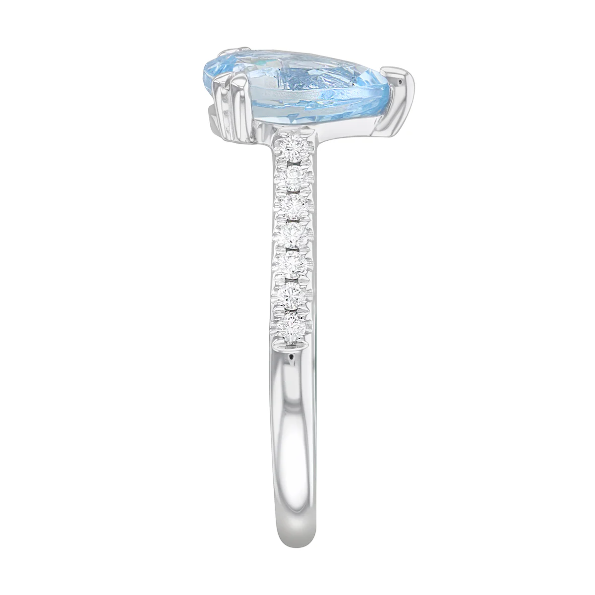 Riviera Collection 1.63ct Pear Cut Aquamarine Shoulder Set Ring | Platinum - Image 5