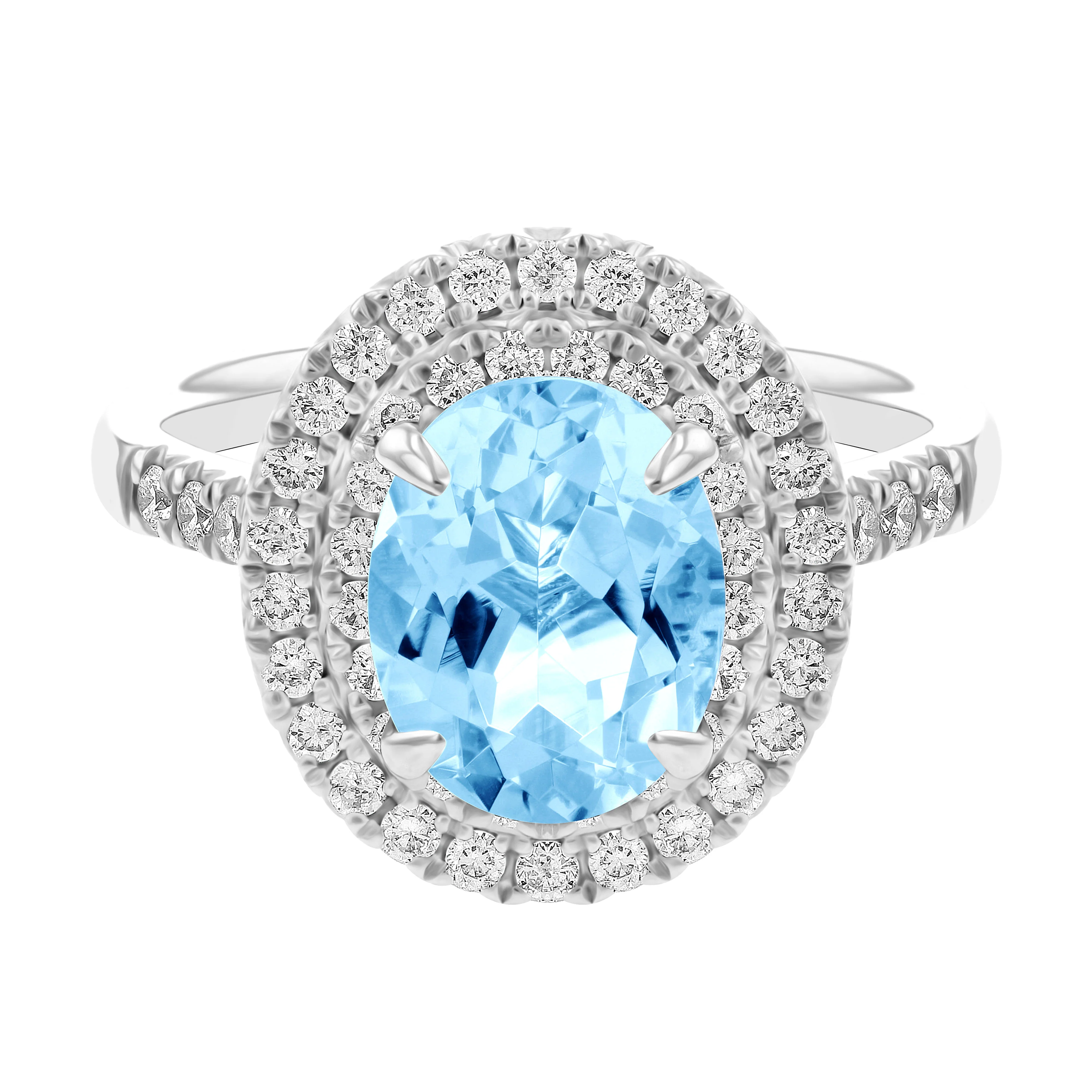 Riviera Collection 2.00ct Oval Aquamarine & Diamond Double Halo Ring | 9K White Gold - Image 2