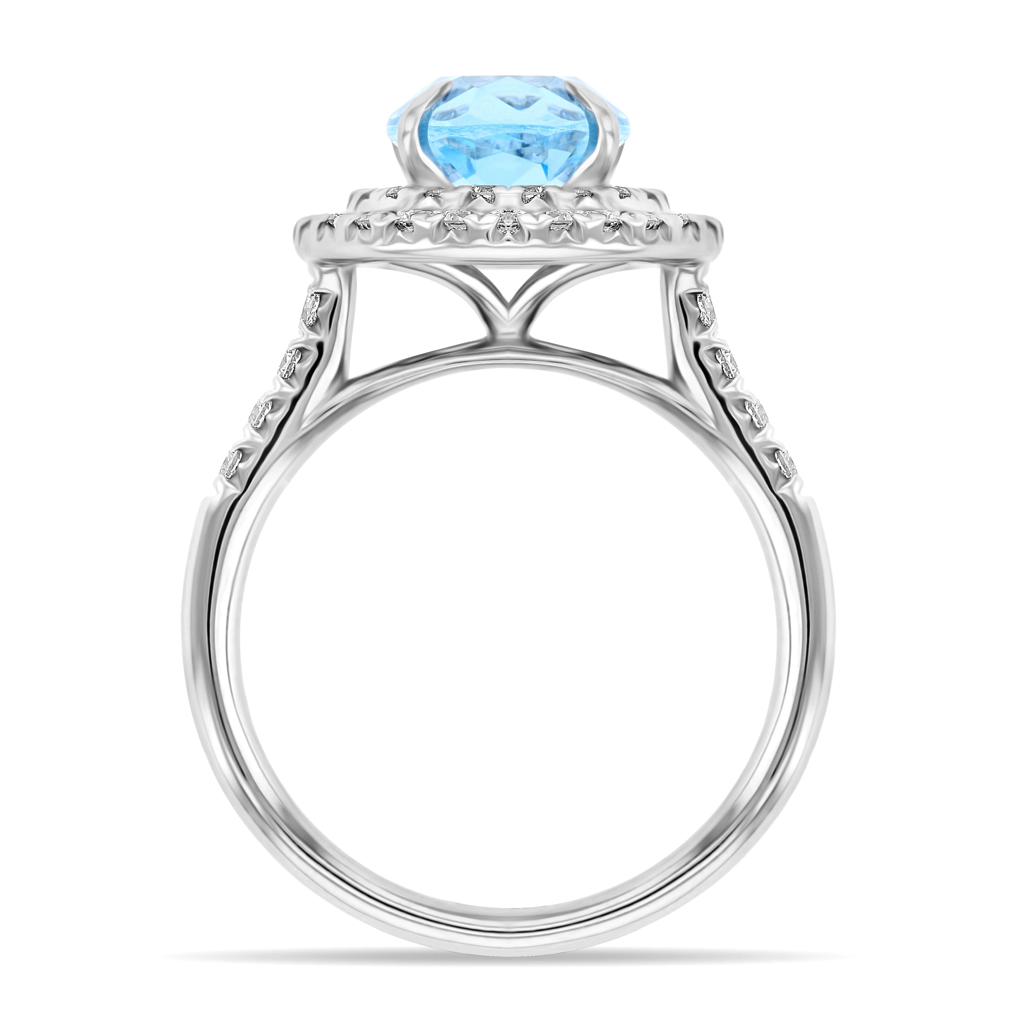 Riviera Collection 2.00ct Oval Aquamarine & Diamond Double Halo Ring | 9K White Gold - Image 4