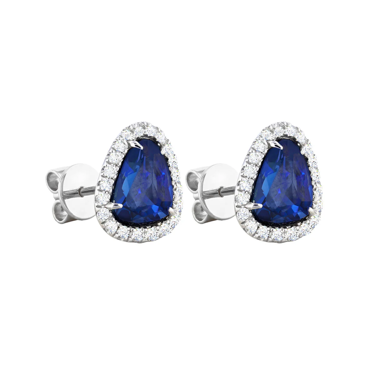 Riviera Collection 2.34ct Sapphire and Diamond Halo Earrings | 18K White Gold - Image 4