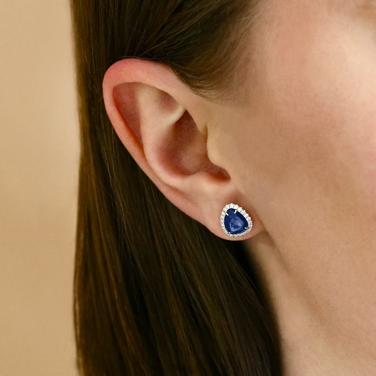 Riviera Collection 2.34ct Sapphire and Diamond Halo Earrings | 18K White Gold - Image 6