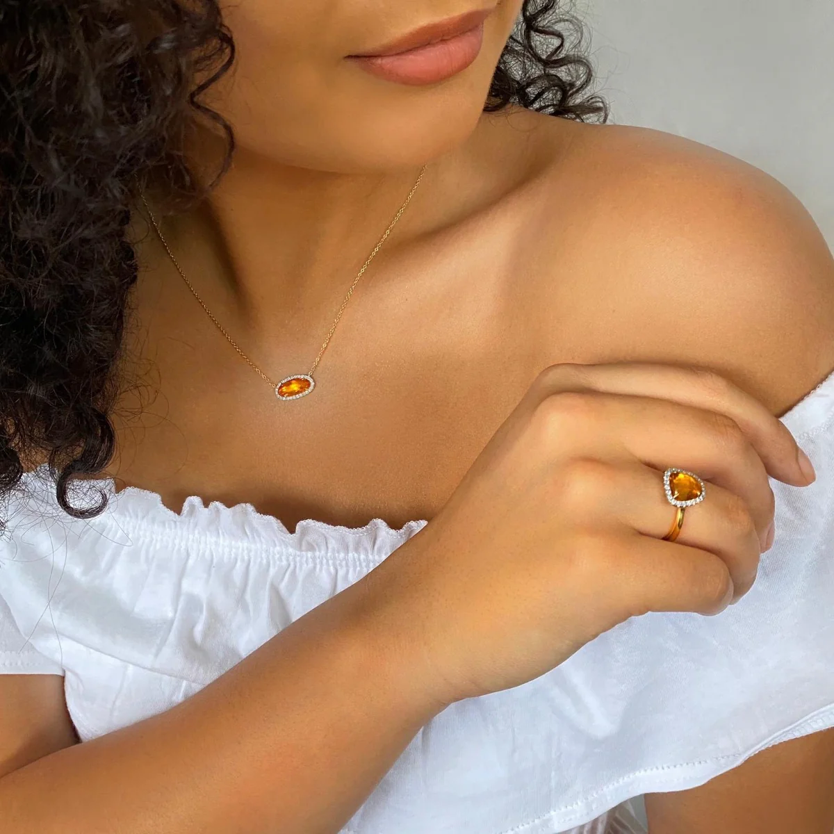 Riviera Collection 2.81ct Rose Cut Orange Sapphire & Diamond Ring - Image 7