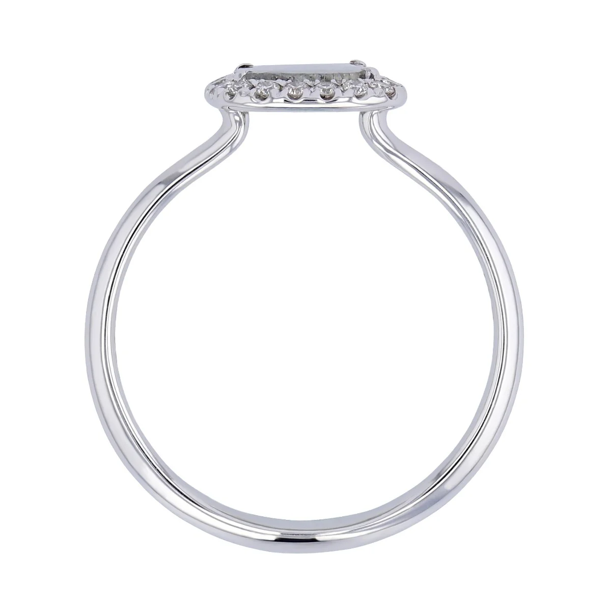 Riviera Collection Rose Cut Grey Diamond & White Diamond Halo Ring - Image 3