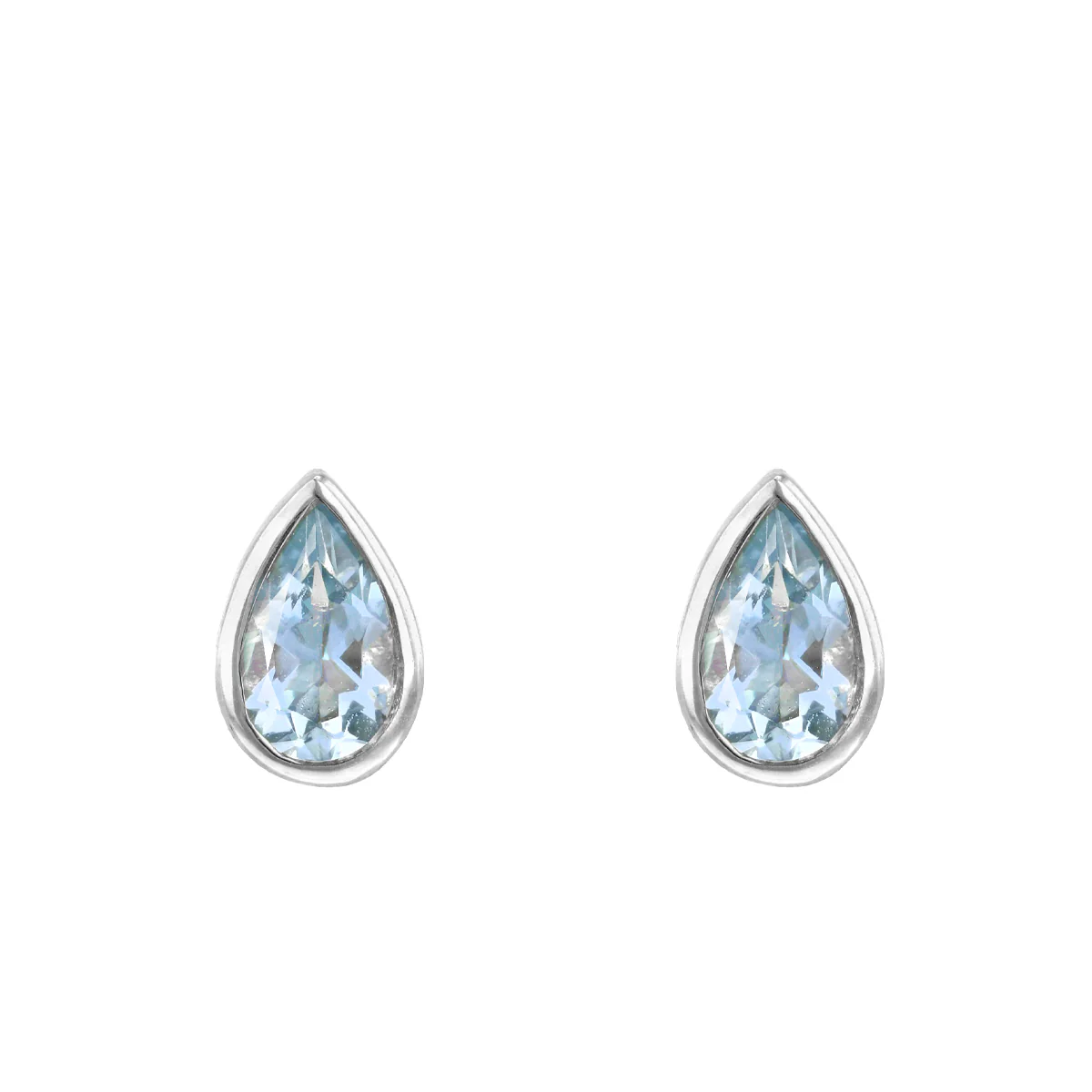 Rosa Mer 0.34ct Pear Cut Aquamarine Stud Earrings | 9K White Gold - Image 2