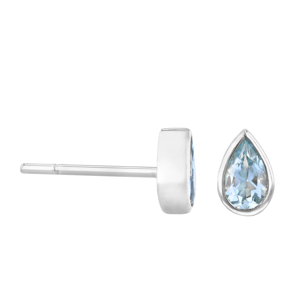 Rosa Mer 0.34ct Pear Cut Aquamarine Stud Earrings | 9K White Gold - Image 4