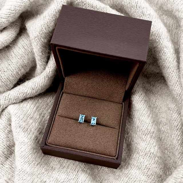 Rosa Mer 0.58ct Aquamarine Stud Earrings | 9K White Gold - Image 5