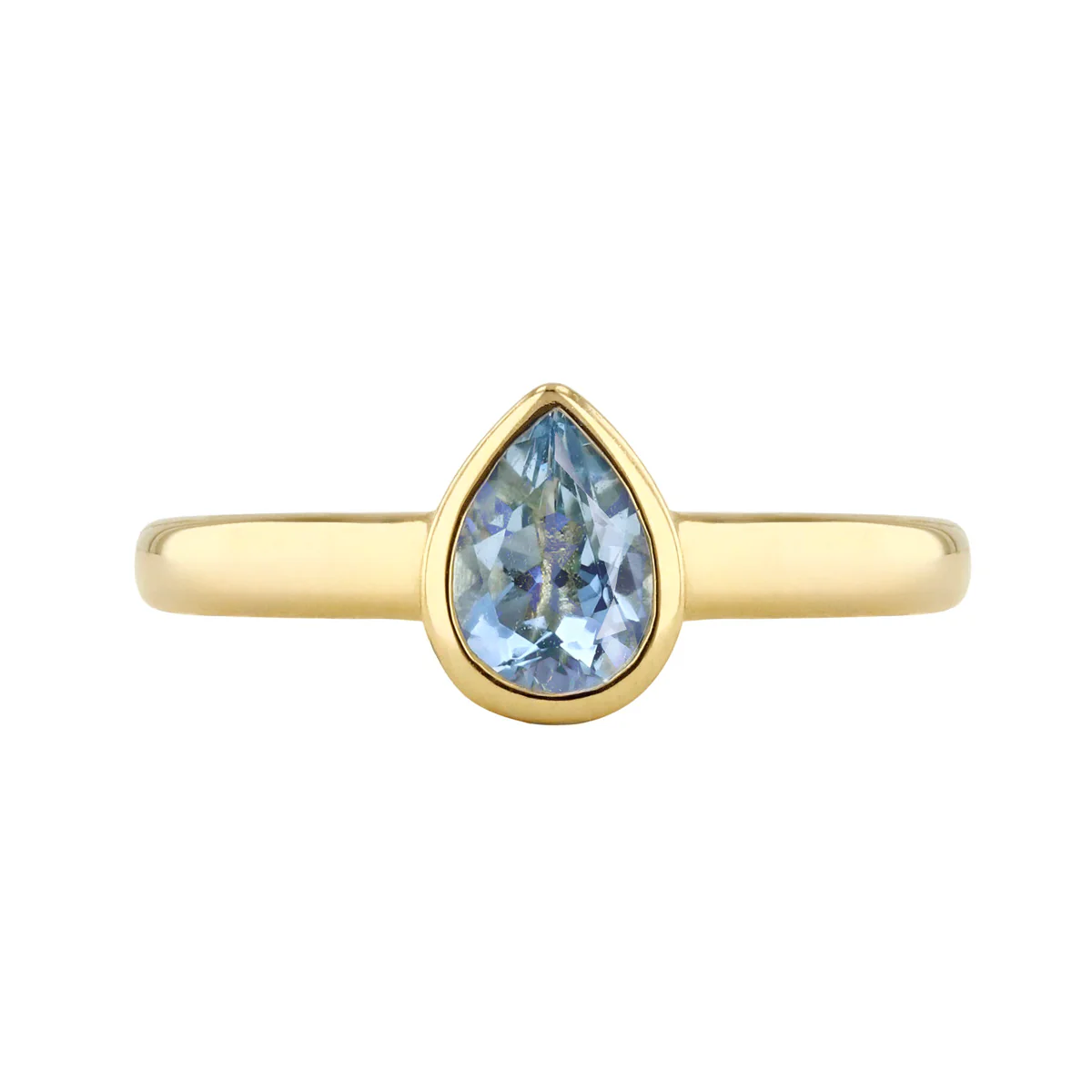 Rosa Mer 0.60ct Pear Cut Aquamarine Rubover Ring | 9K Yellow Gold - Image 2