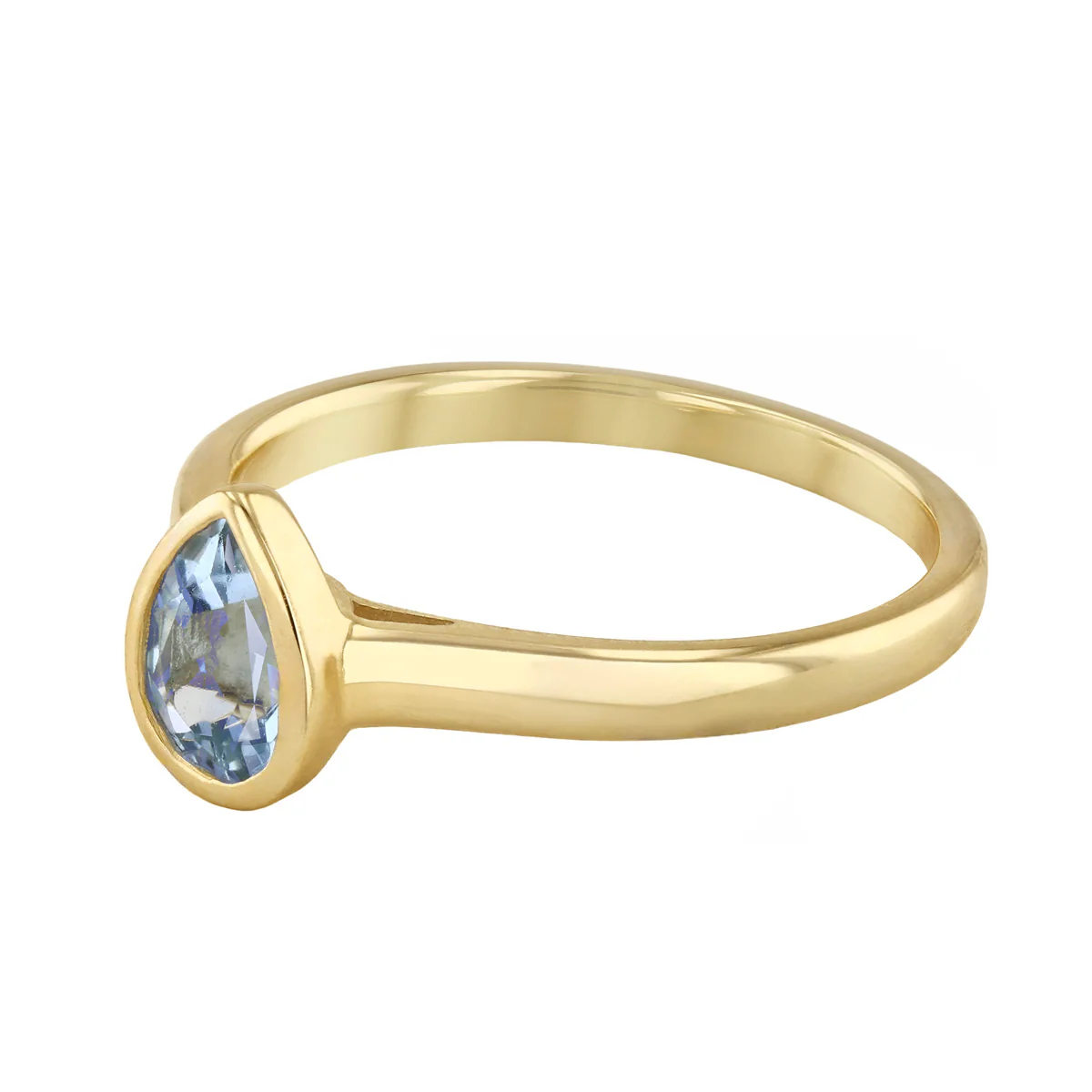 Rosa Mer 0.60ct Pear Cut Aquamarine Rubover Ring | 9K Yellow Gold - Image 3