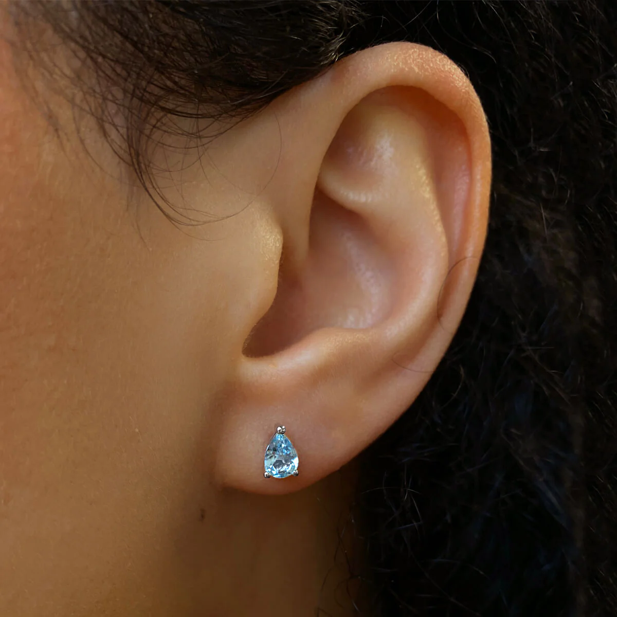 Rosa Mer 0.65ct Pear Cut Aquamarine Earrings | 9K White Gold - Image 2