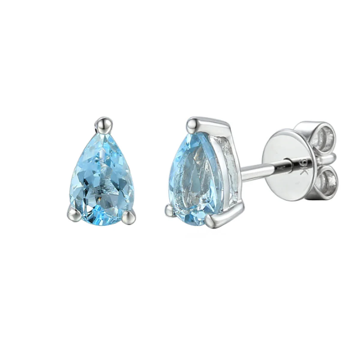 Rosa Mer 0.65ct Pear Cut Aquamarine Earrings | 9K White Gold - Image 4