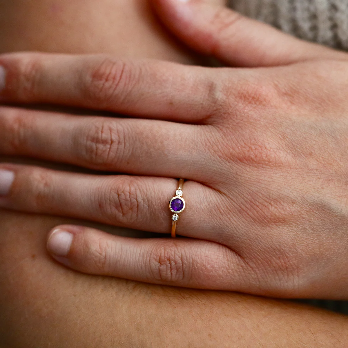 Rosa Mer Collection 0.24ct Amethyst and Diamond Dress Ring | 9K Yellow Gold - Image 6