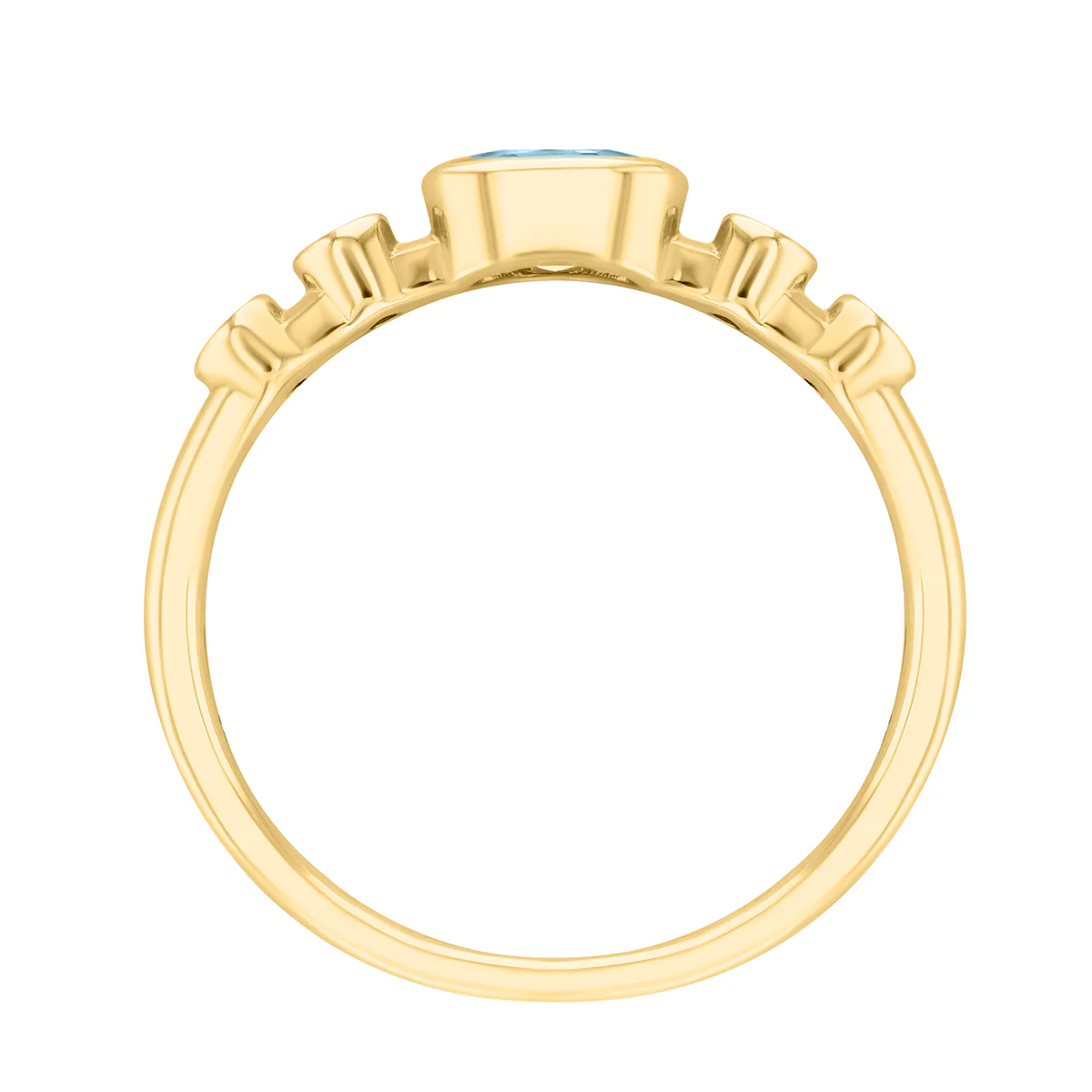 Rosa Mer Collection 0.45ct Oval cut Aquamarine & Diamond Bezel Set Ring | 9K yellow Gold - Image 3