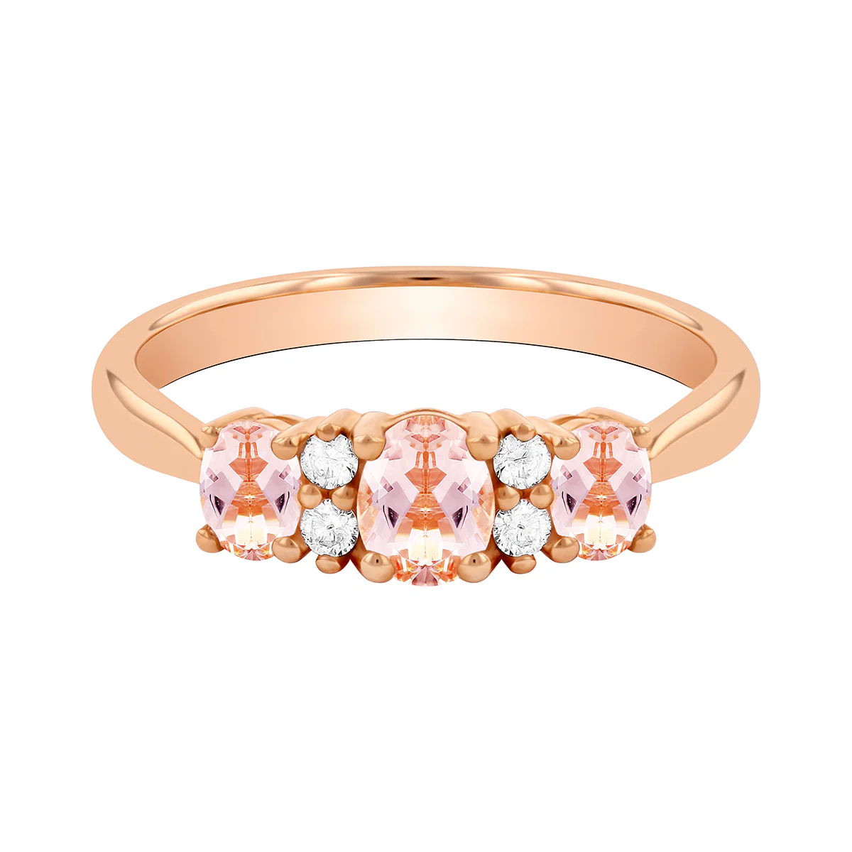 Rosa Mer Collection 0.61ct Morganite & Diamond Trilogy Ring | 9K Rose Gold - Image 2