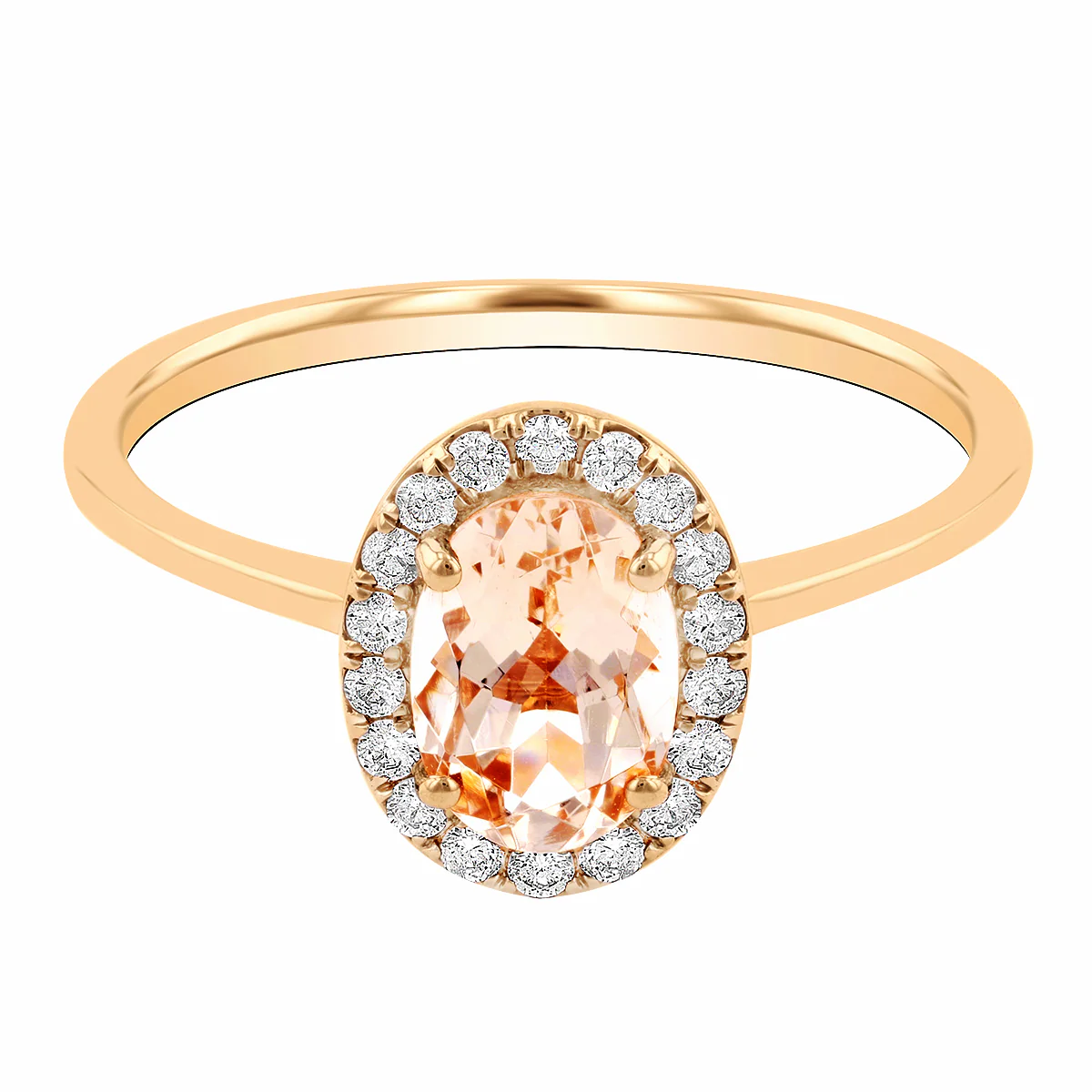 Rosa Mer Collection 0.62ct Morganite & Diamond Halo Ring | 18K Rose Gold - Image 6