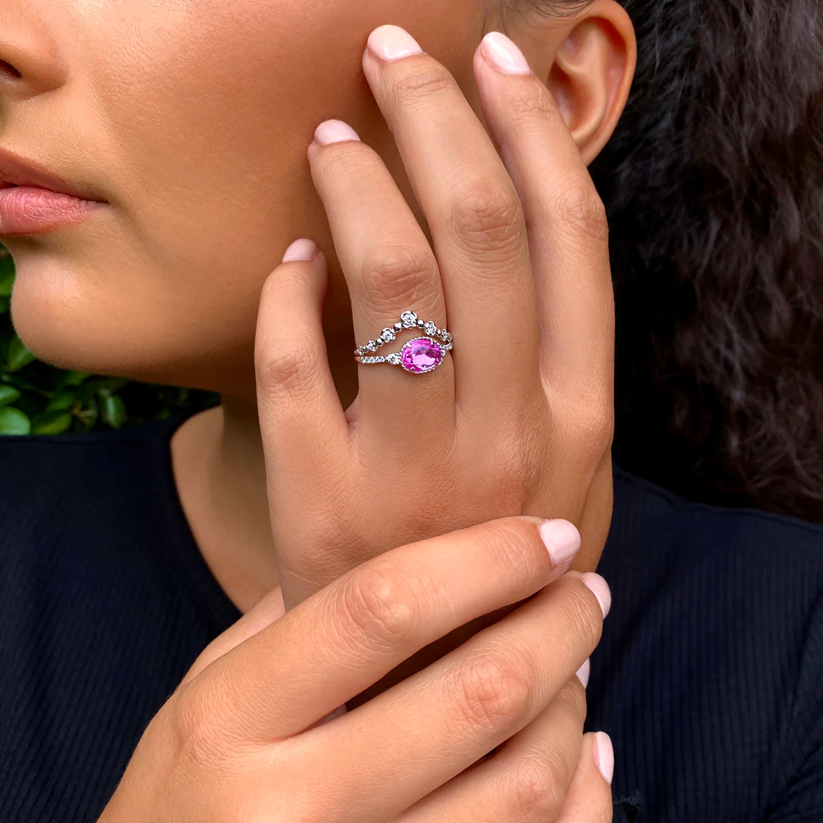 Rosa Mer Collection 0.71 Pink Sapphire and Diamond Tiara Ring Set - Image 3