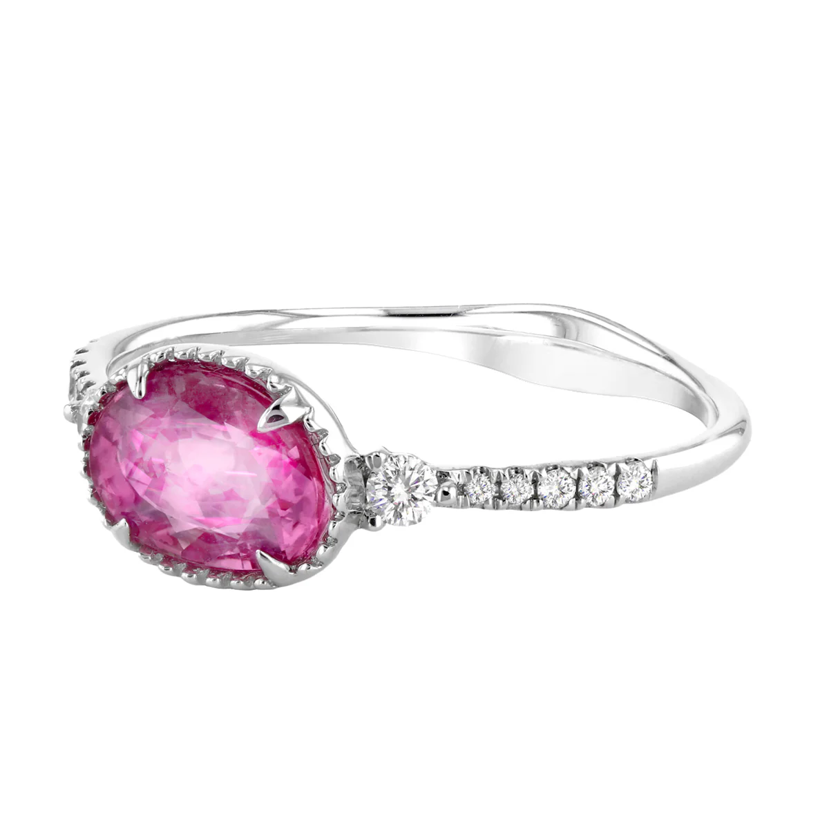 Rosa Mer Collection 0.71 Pink Sapphire and Diamond Tiara Ring Set - Image 5