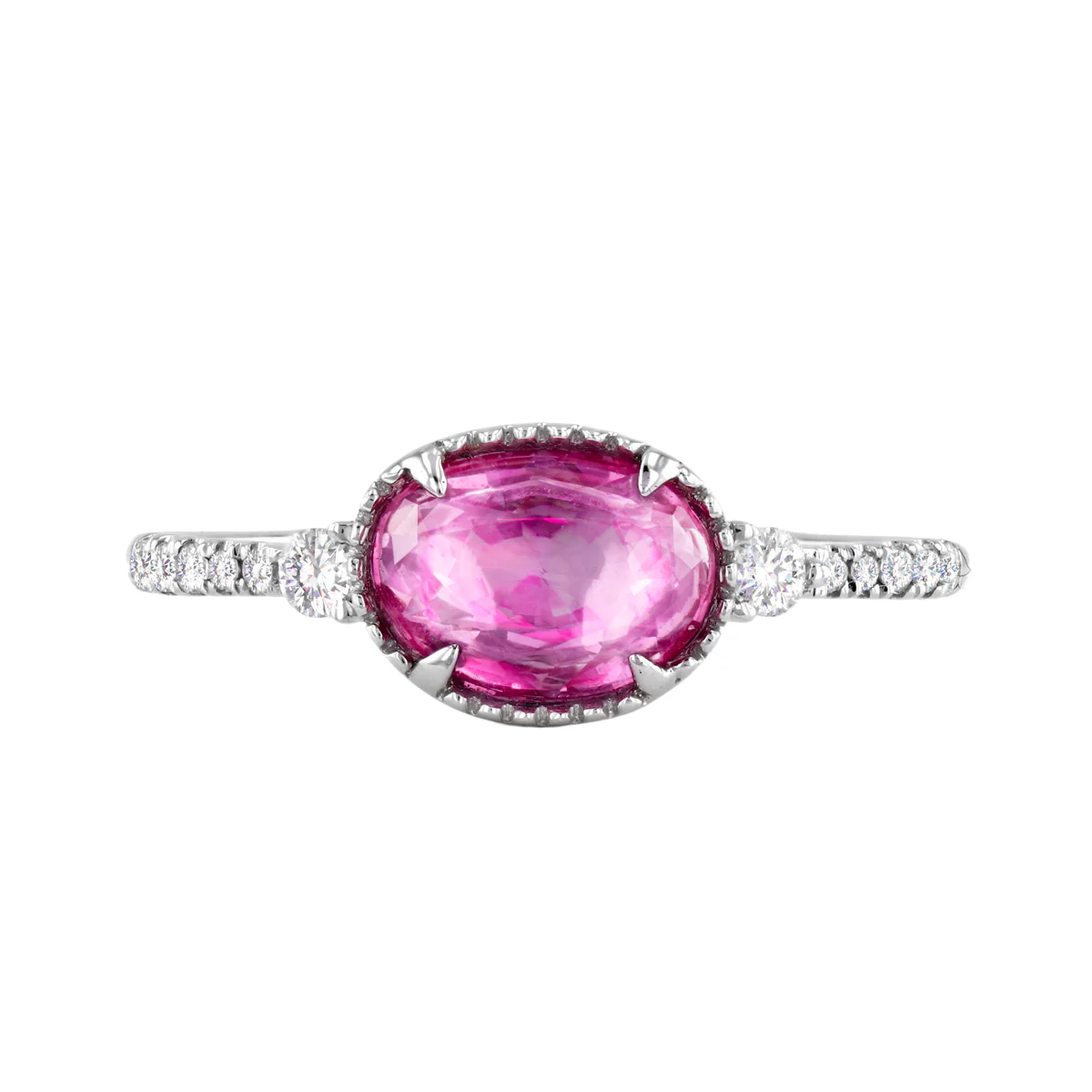 Rosa Mer Collection 0.71 Pink Sapphire and Diamond Tiara Ring Set - Image 9