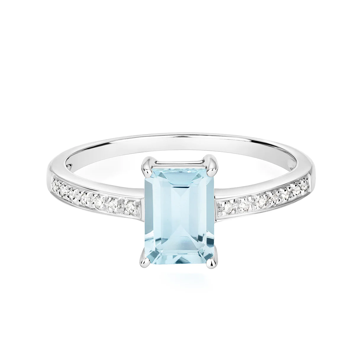 Rosa Mer Collection 0.84ct Aquamarine & Diamond Ring | 9K White Gold - Image 2
