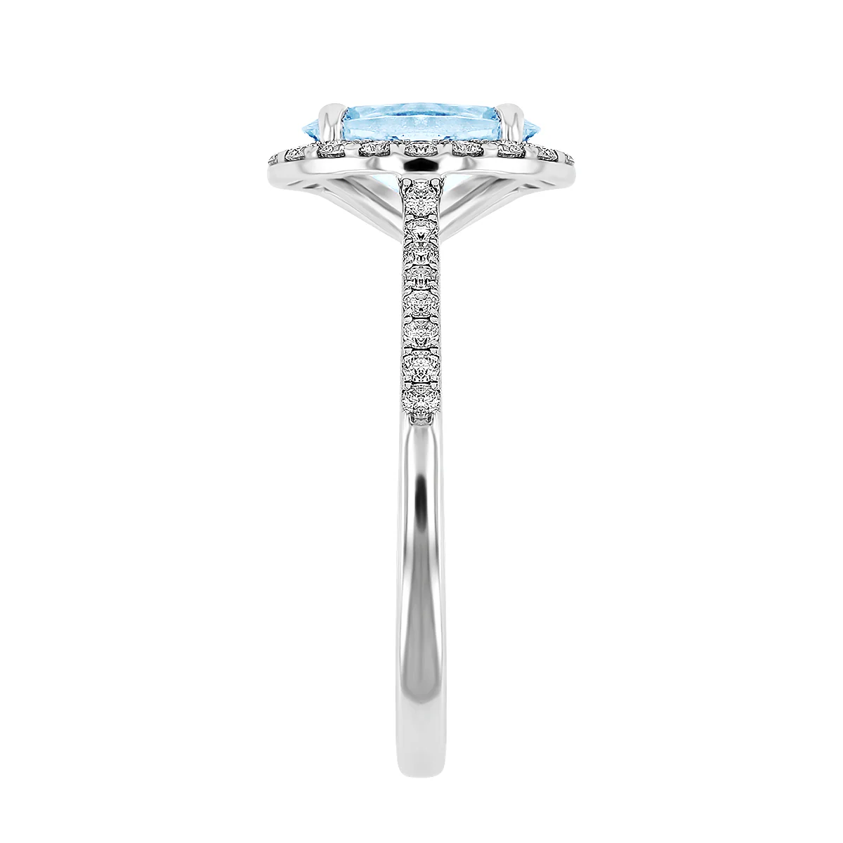 Rosa Mer Collection 0.87ct Oval Aquamarine & Diamond Halo Ring - Image 5