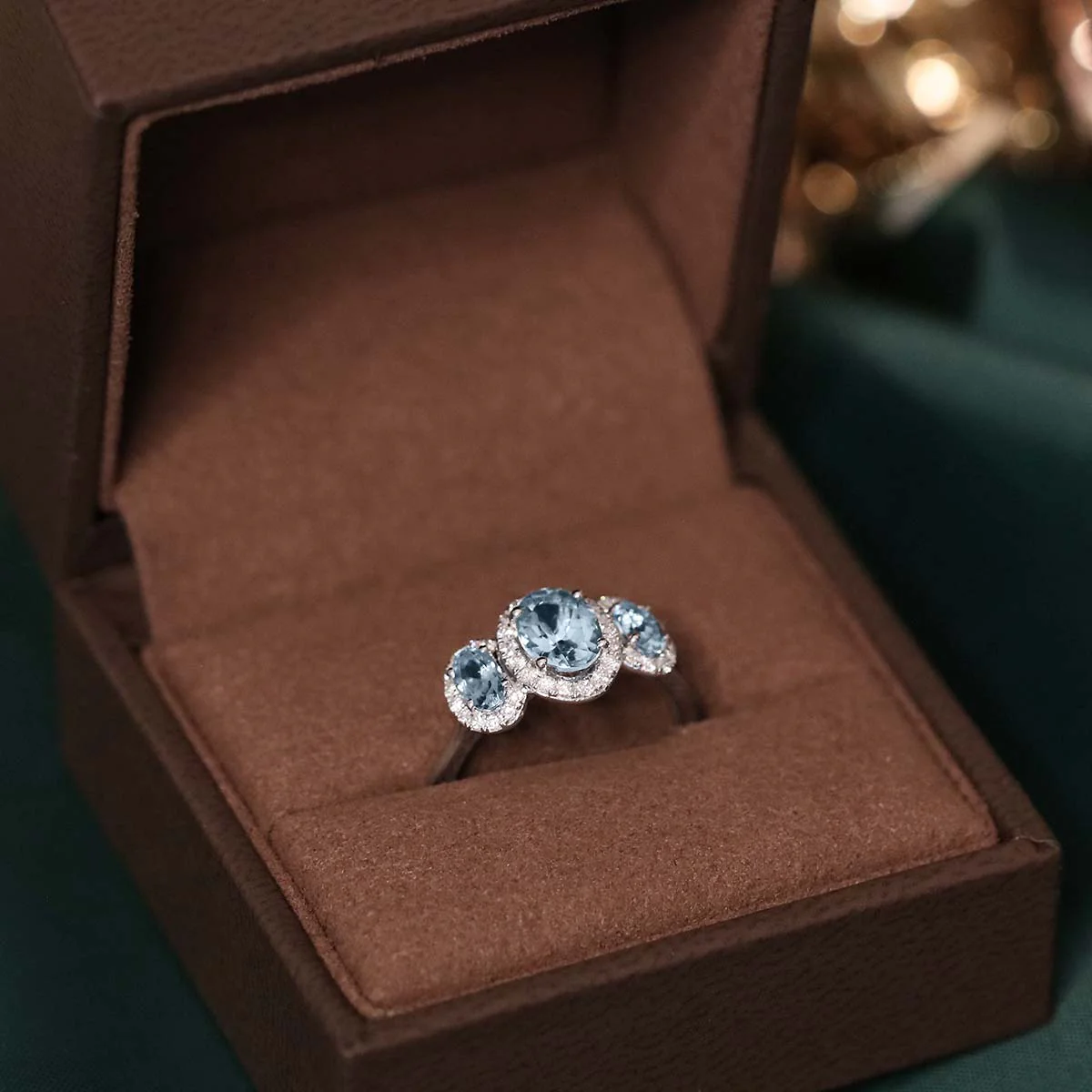 Rosa Mer Collection 1.13ct Aquamarine & Diamond Halo Ring - Image 4