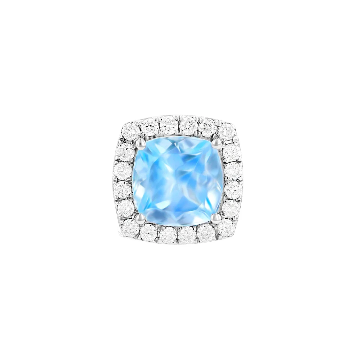 Rosa Mer Collection 2.41ct Aquamarine and Diamond Halo Stud Earrings | 18K White Gold - Image 3