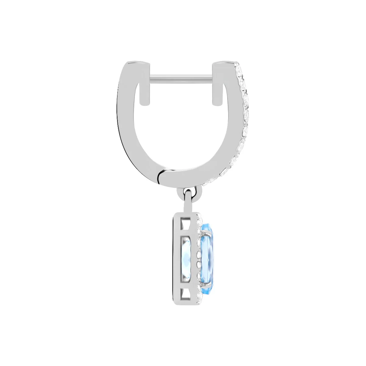 Rosa Mer Collection Aquamarine & Diamond Halo Drop Earrings | 18K White Gold - Image 3